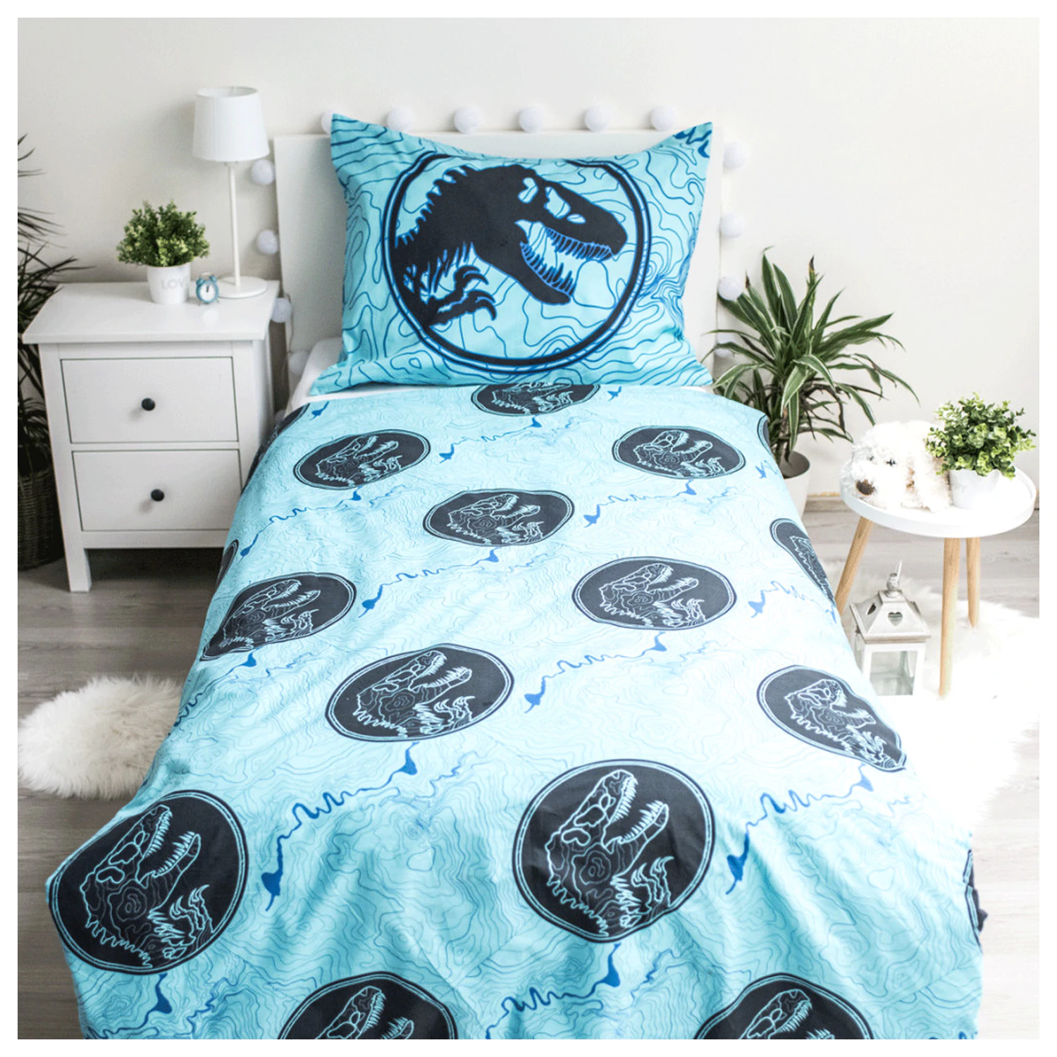 Jurassic World Dinosaur Tracker im Dunkeln leuchtender Bettbezug Produktfoto