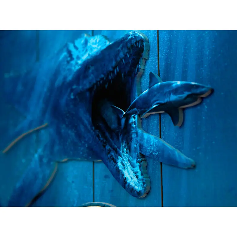 Jurassic World Mossasaurus Woodart 3D Print Holzschild Produktfoto