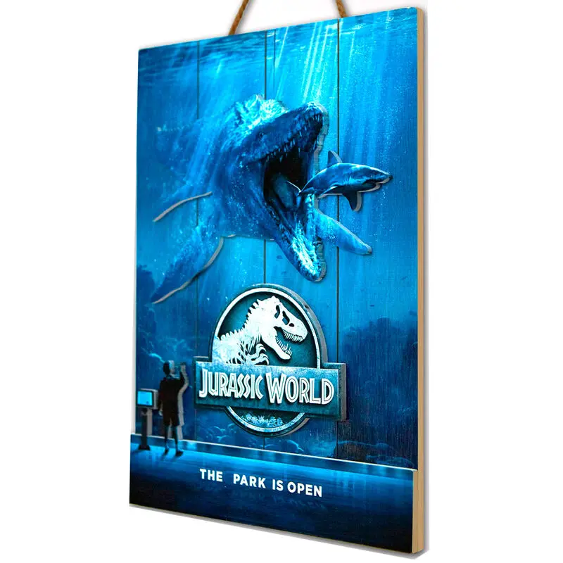 Jurassic World Mossasaurus Woodart 3D Print Holzschild Produktfoto