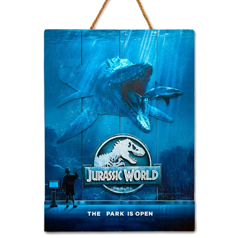 Jurassic World Mossasaurus Woodart 3D Print Holzschild Produktfoto
