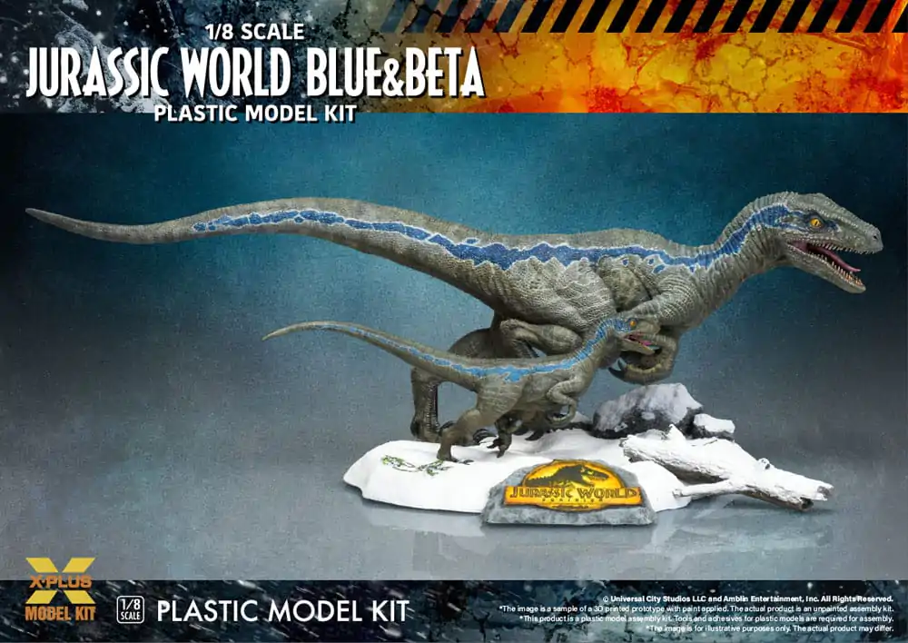 Jurassic World Plastic Model Kit 1/8 Dominion Velociraptor Blue &amp; Beta 40 cm Produktfoto