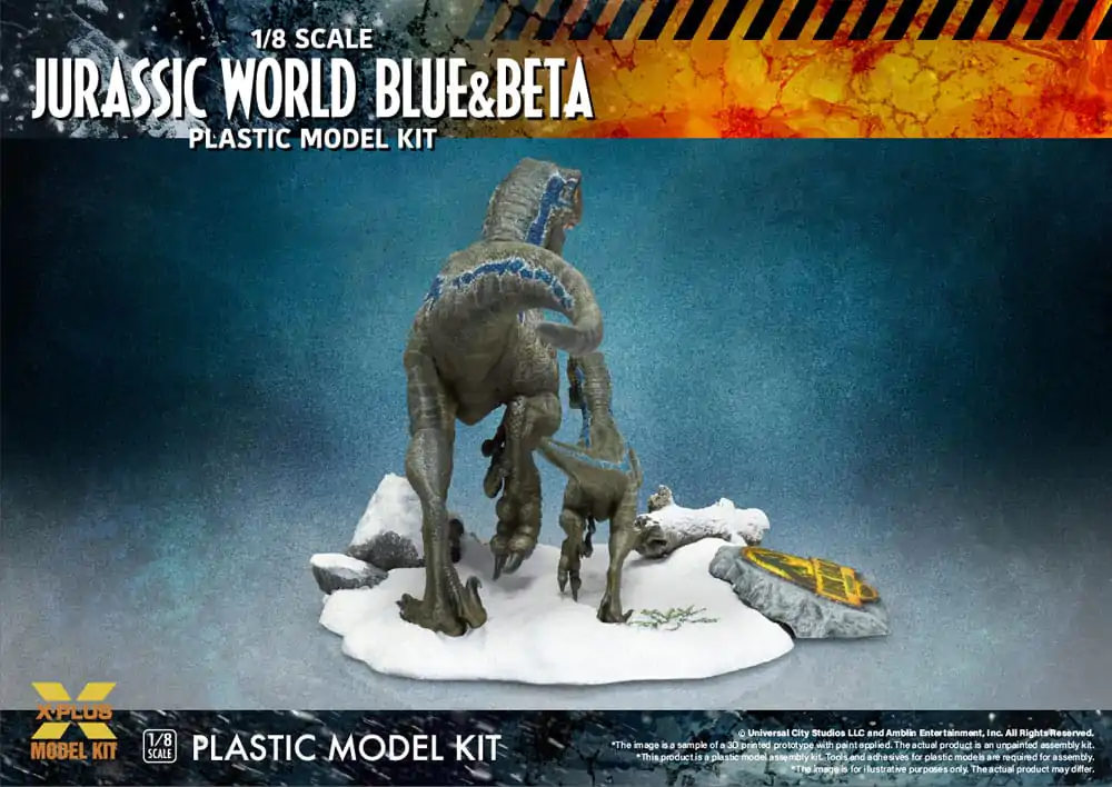Jurassic World Plastic Model Kit 1/8 Dominion Velociraptor Blue &amp; Beta 40 cm Produktfoto