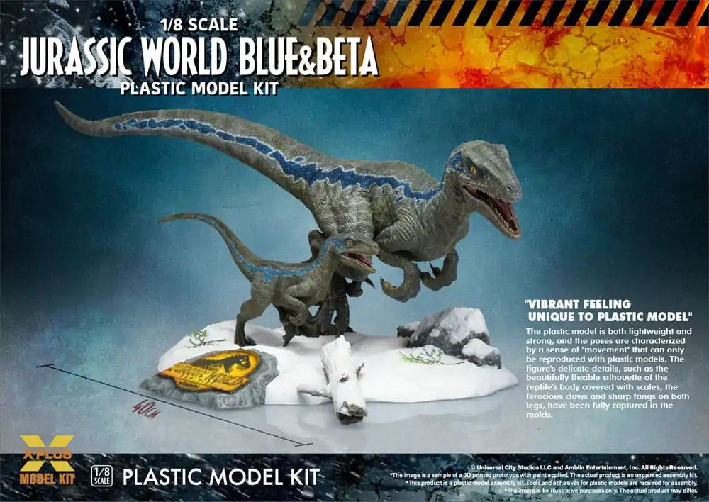 Jurassic World Plastic Model Kit 1/8 Dominion Velociraptor Blue &amp; Beta 40 cm Produktfoto