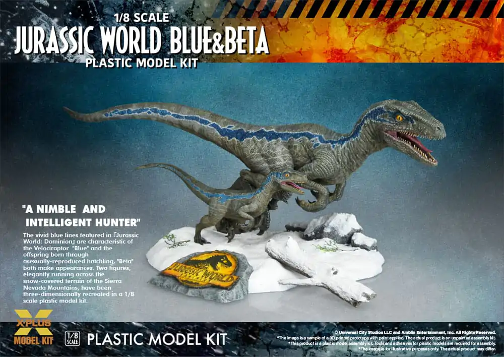 Jurassic World Plastic Model Kit 1/8 Dominion Velociraptor Blue &amp; Beta 40 cm Produktfoto