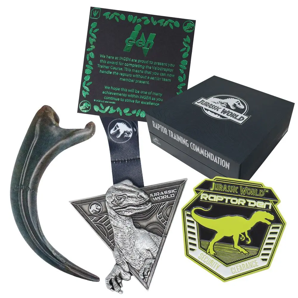 Jurassic World Ansteck-Pin 3er-Pack Raptor Training Commendation Limited Edition Produktfoto