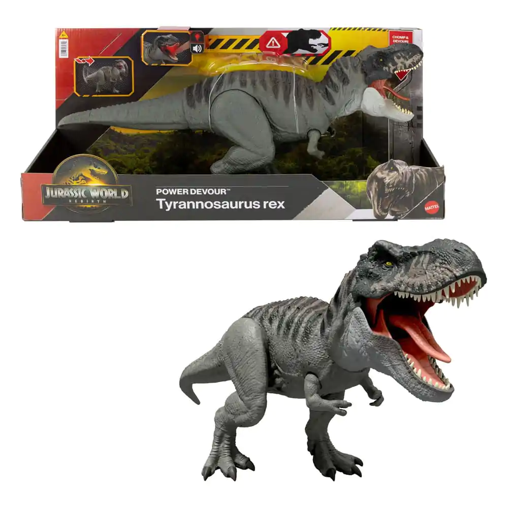 Jurassic World Rebirth Action Figur mit Sound Power Devour Tyrannosaurus Rex 21 cm Produktfoto