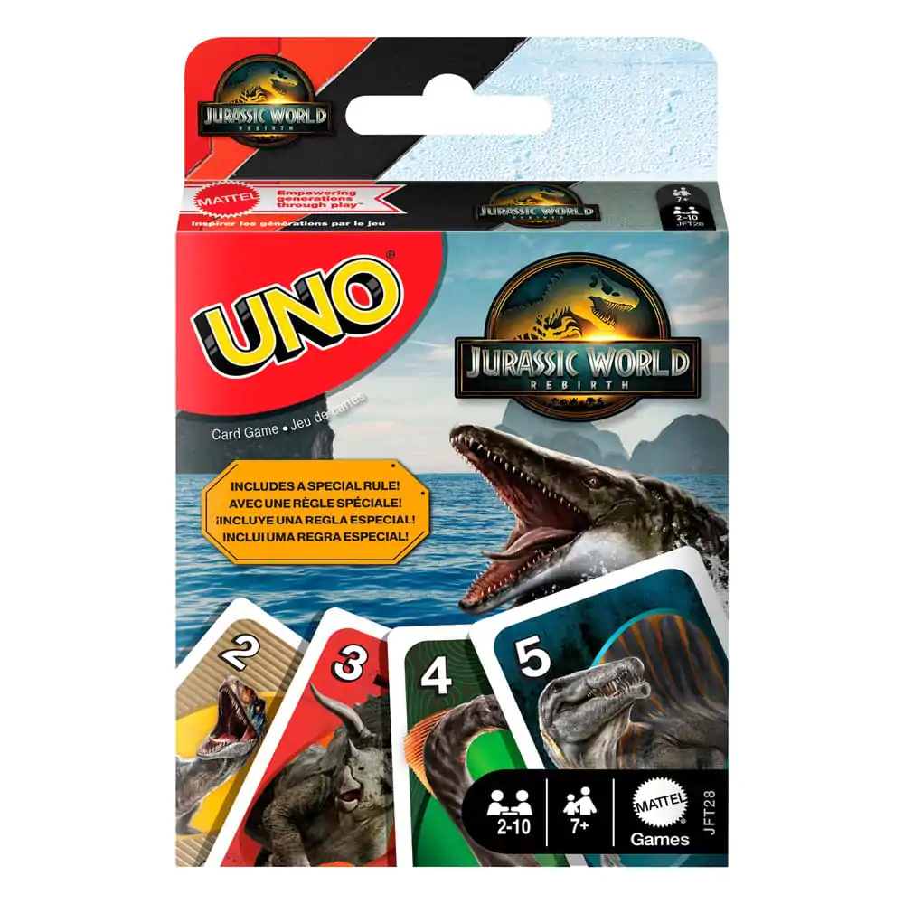 Jurassic World Rebirth UNO Kartenspiel Produktfoto