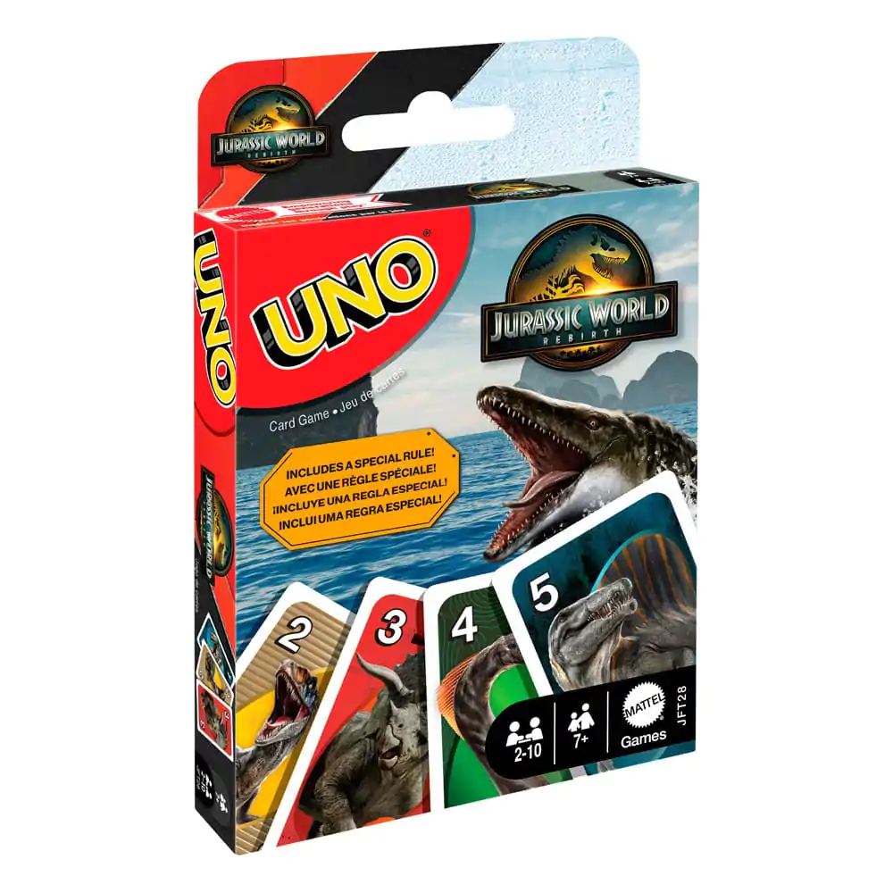 Jurassic World Rebirth UNO Kartenspiel Produktfoto