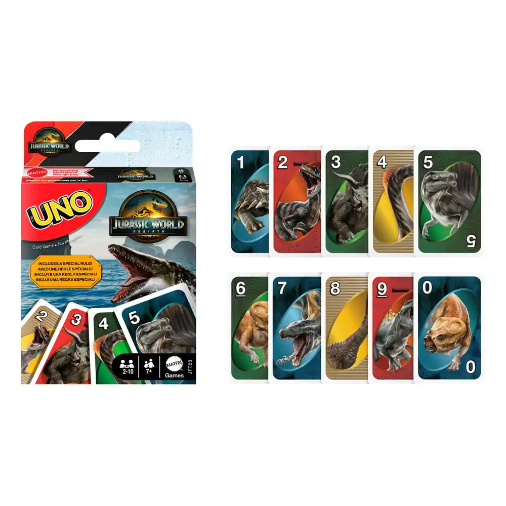 Jurassic World Rebirth UNO Kartenspiel Produktfoto