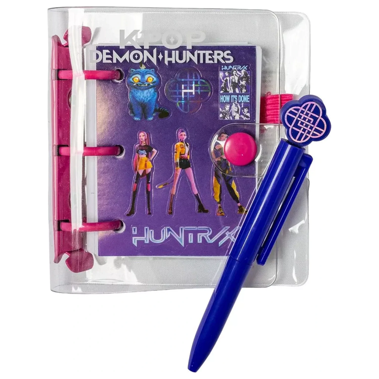 K-pop Demon Hunters Lila Mini Notizbuch mit Kugelschreiber und Stickern Produktfoto