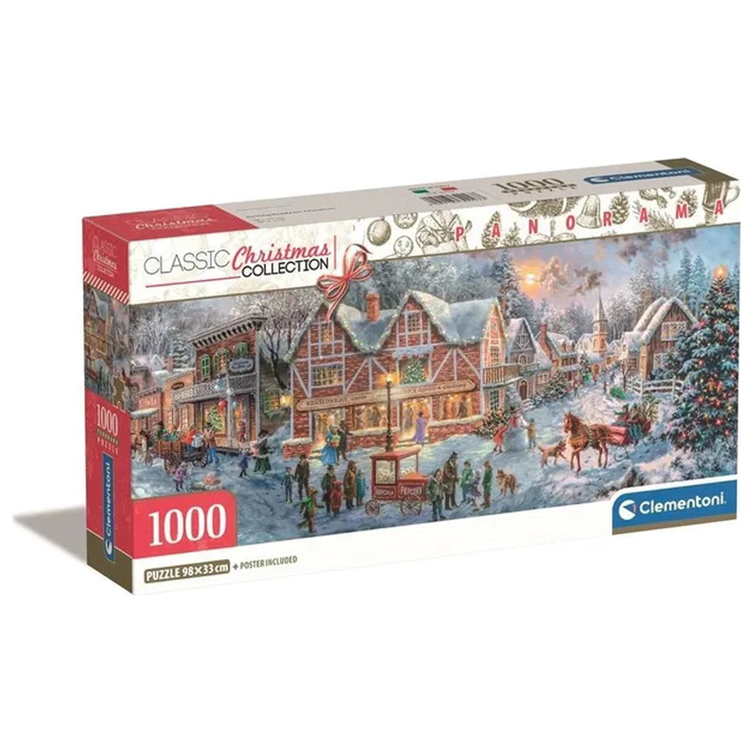 Christmas Village Getting Ready 1000-Teile Panorama Puzzle Clementoni Produktfoto
