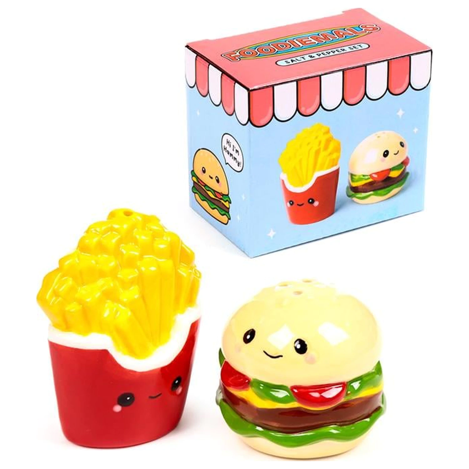 Kawaii Burger & Fries Salz- und Pfefferstreuer Set Produktfoto