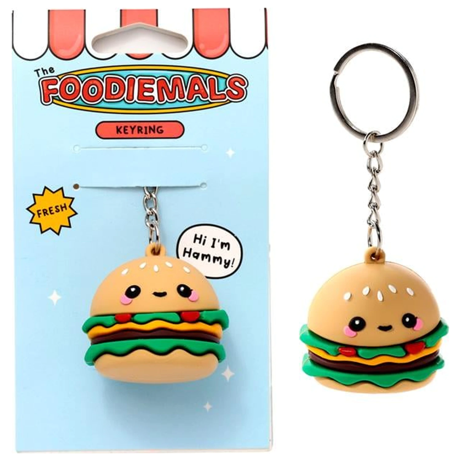 KAWAII Hammy der Burger PVC 3D Schlüsselanhänger Produktfoto