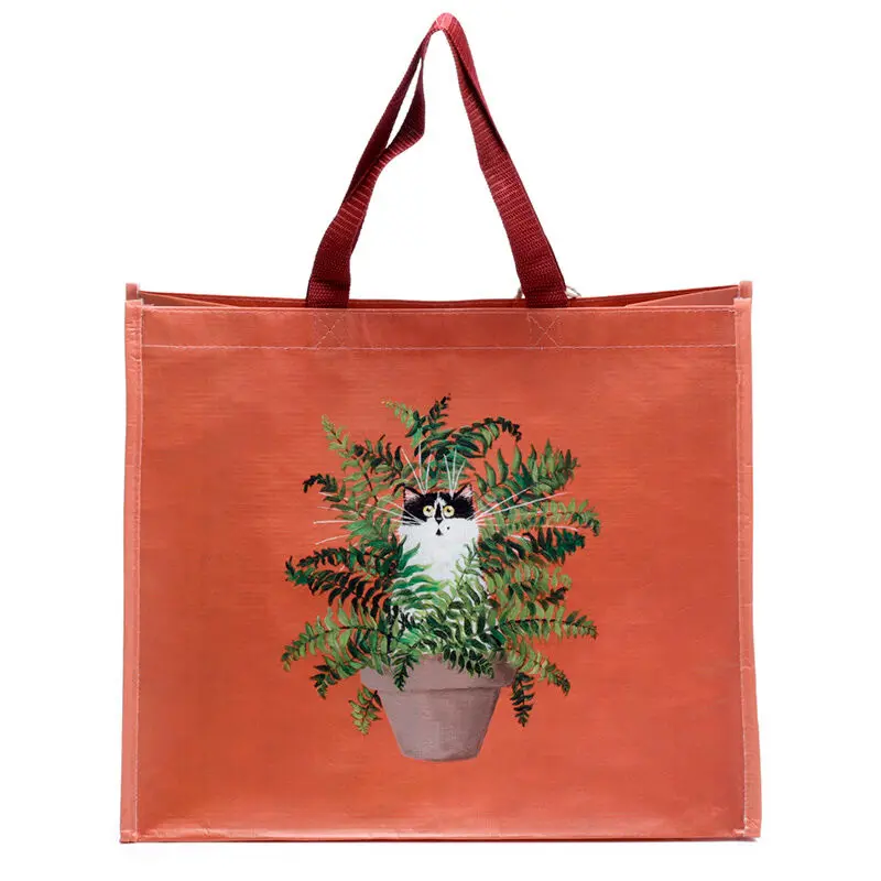 Kim Haskins Red Floral Cat Einkaufstasche Produktfoto