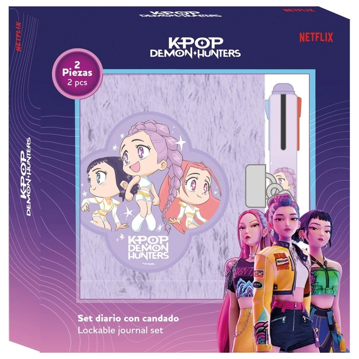 Kpop Demon Hunters Chibi Tagebuch-Set + 4-Farben-Stift Produktfoto