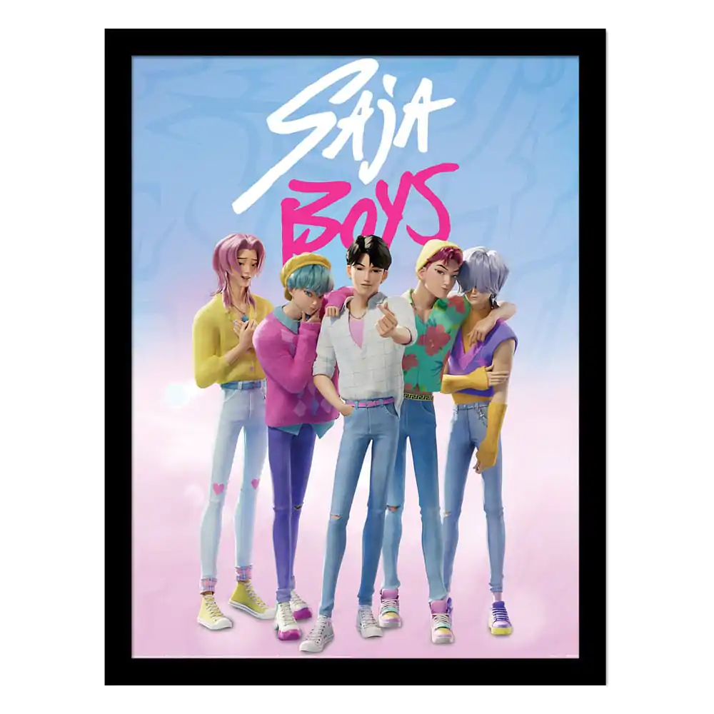 KPop Demon Hunters Sammlerstück Kunstdruck Gerahmtes Poster Saja Boys Produktfoto