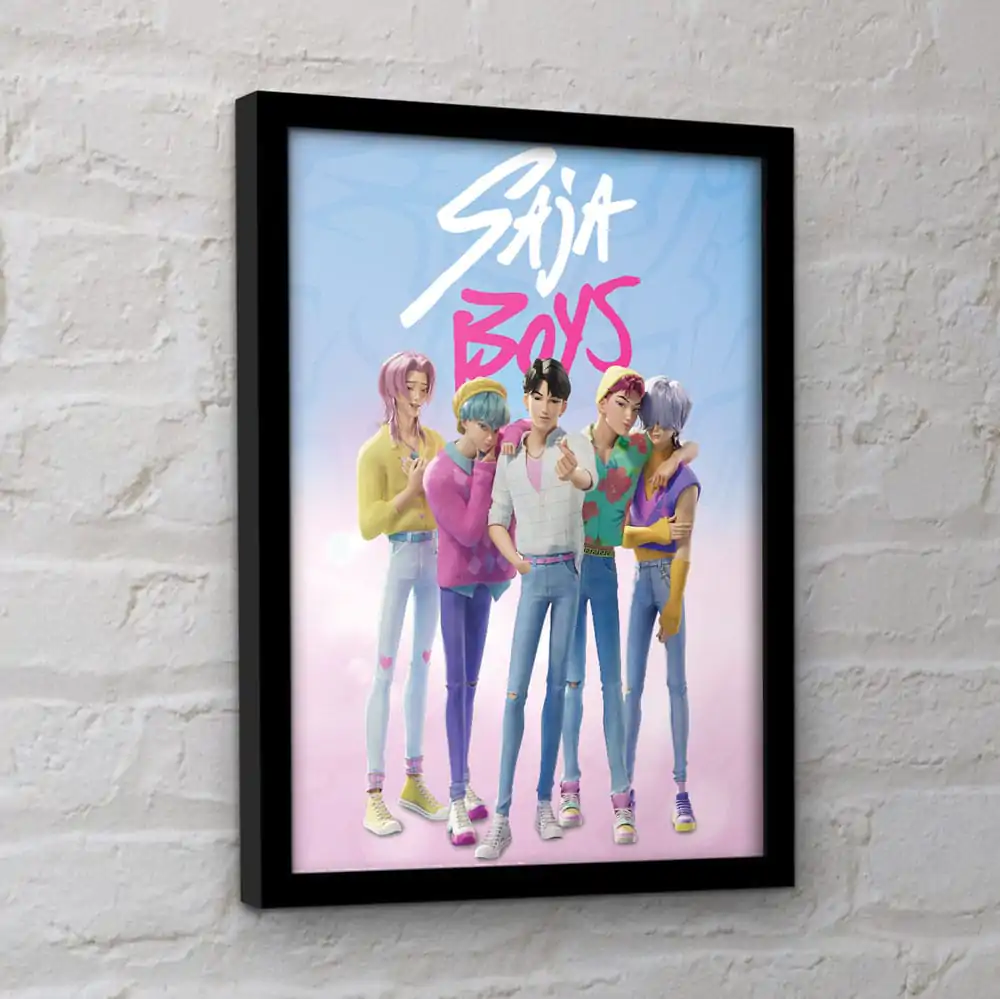 KPop Demon Hunters Sammlerstück Kunstdruck Gerahmtes Poster Saja Boys Produktfoto