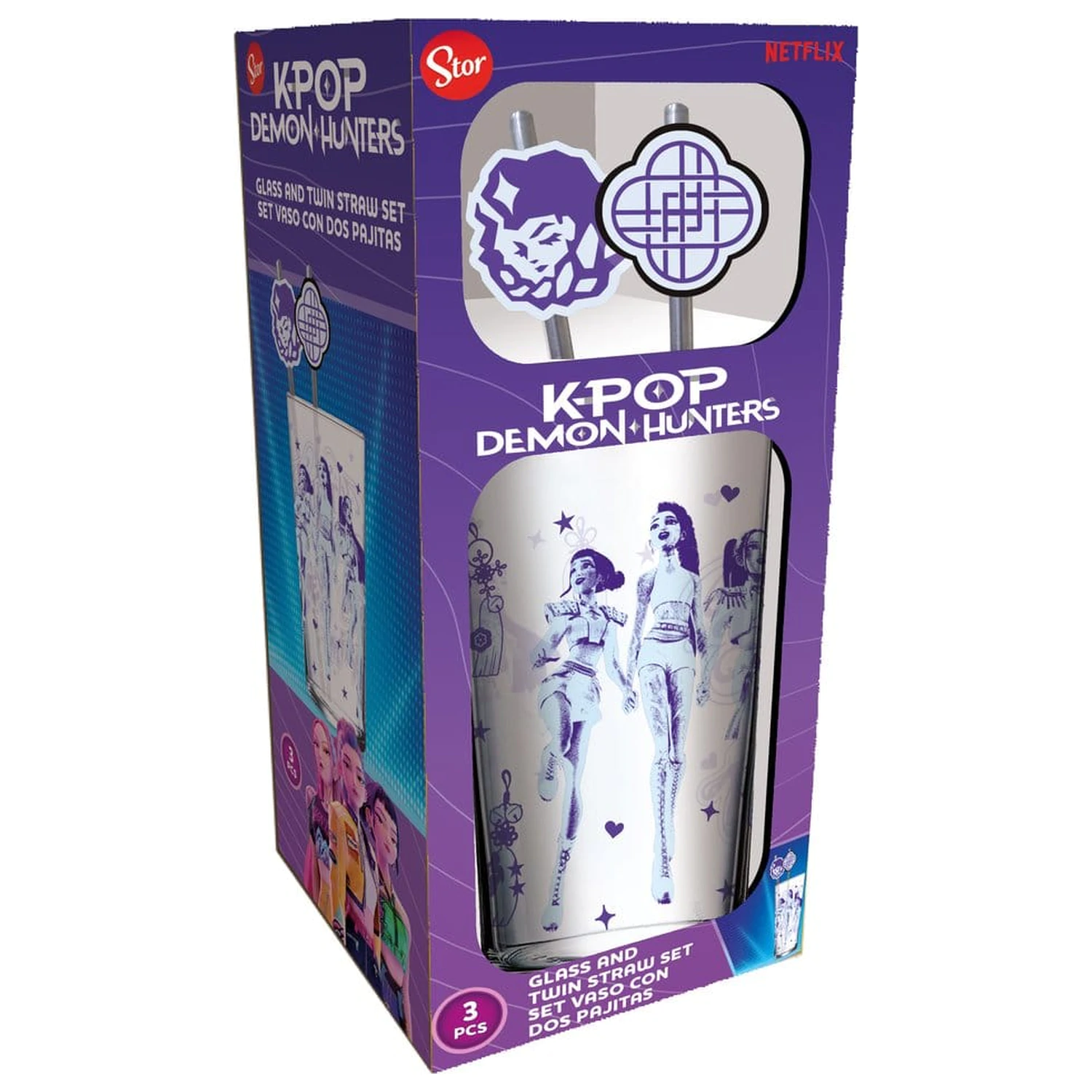 KPop Demon Hunters Glasbecher mit Strohhalmen 485 ml Produktfoto