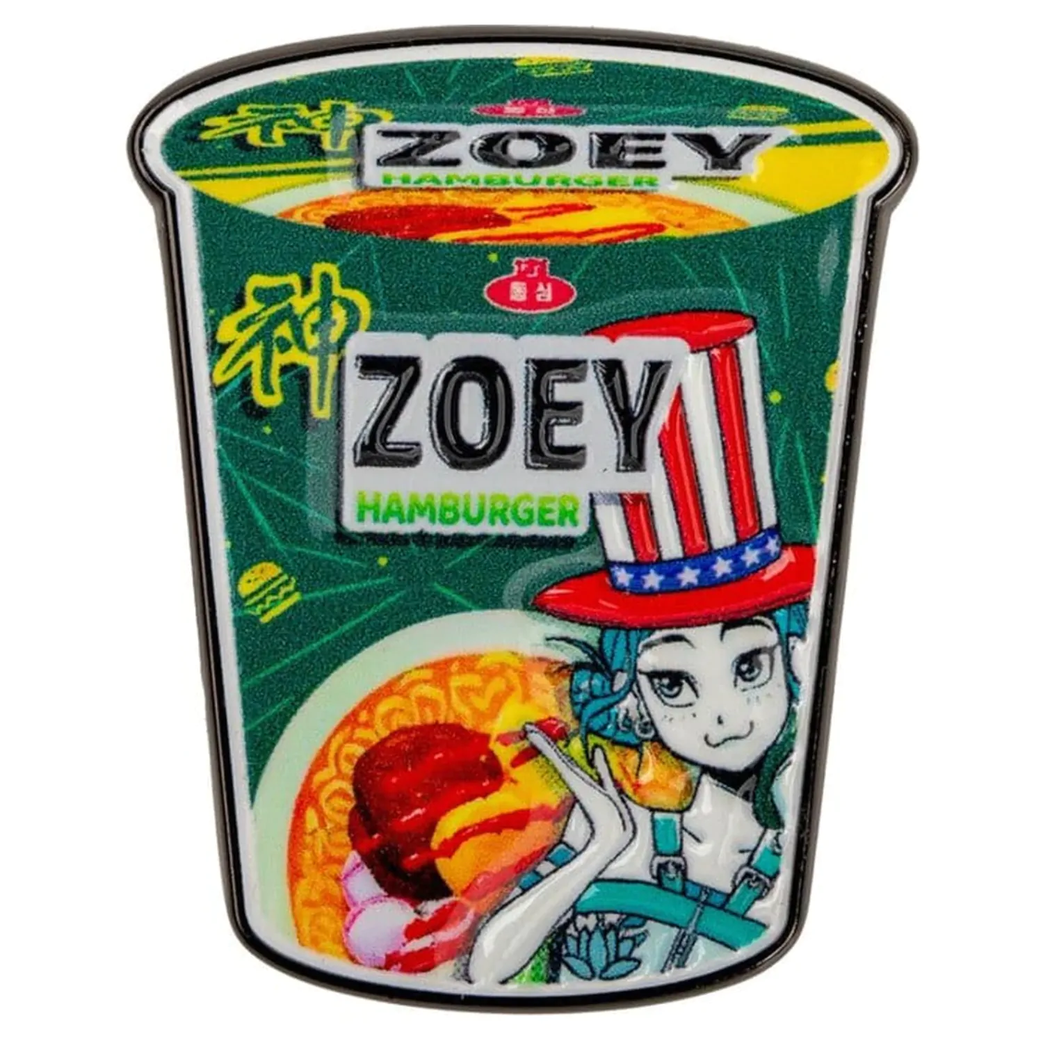 KPop Demon Hunters Pin Zoey Hamburger Nudeln Produktfoto