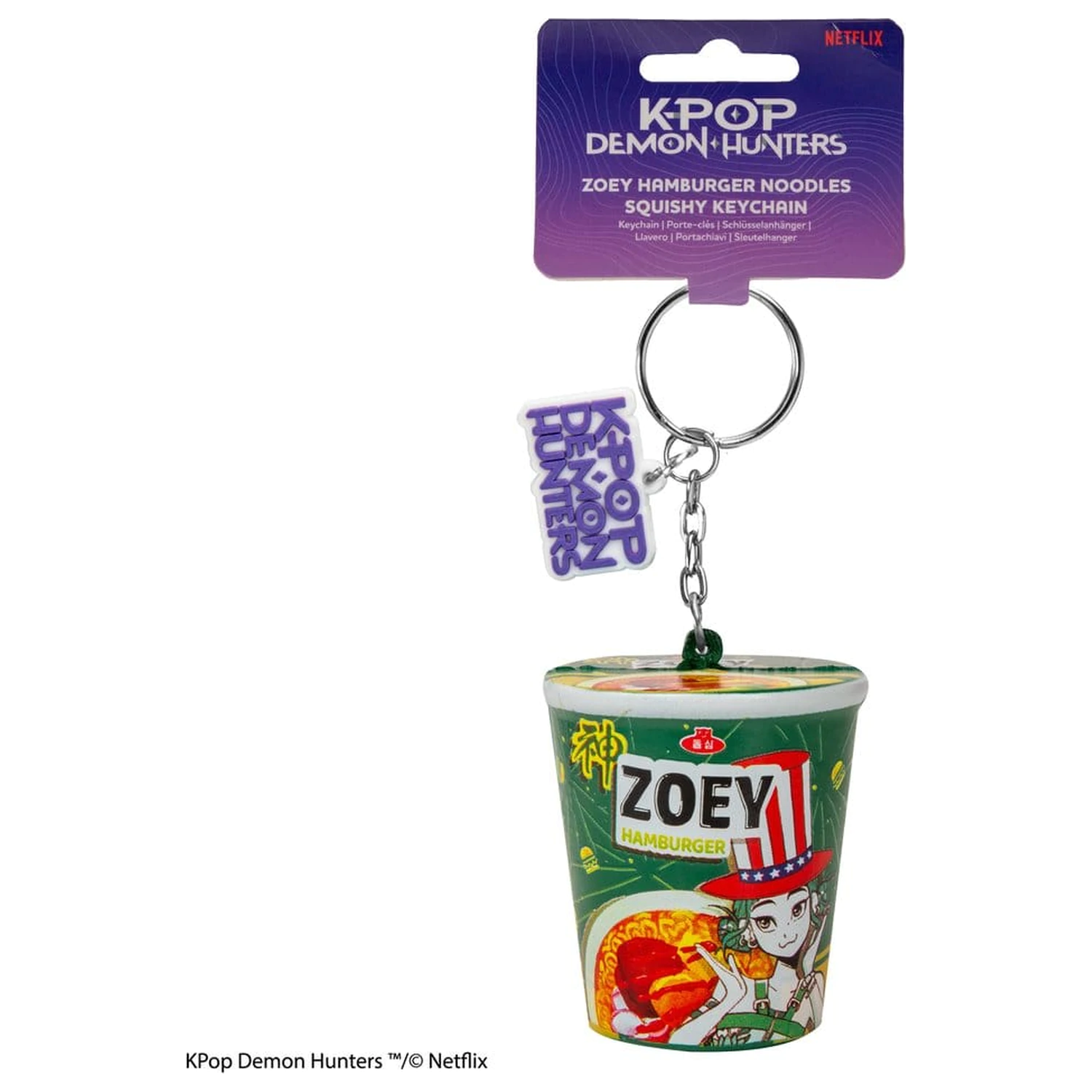 KPop Demon Hunters Squishy Schlüsselanhänger Zoey Hamburger Noodles Produktfoto