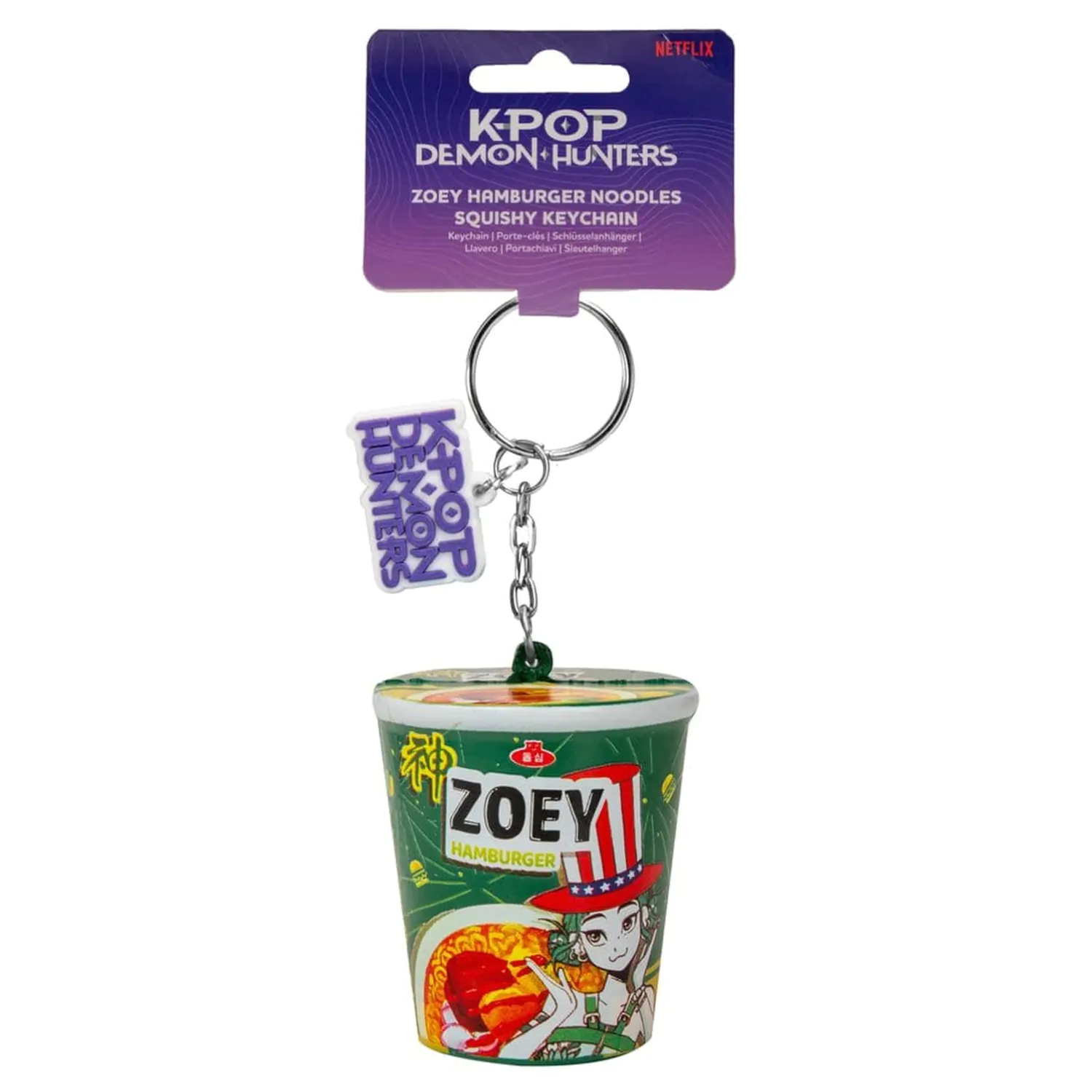 KPop Demon Hunters Squishy Schlüsselanhänger Zoey Hamburger Noodles Produktfoto