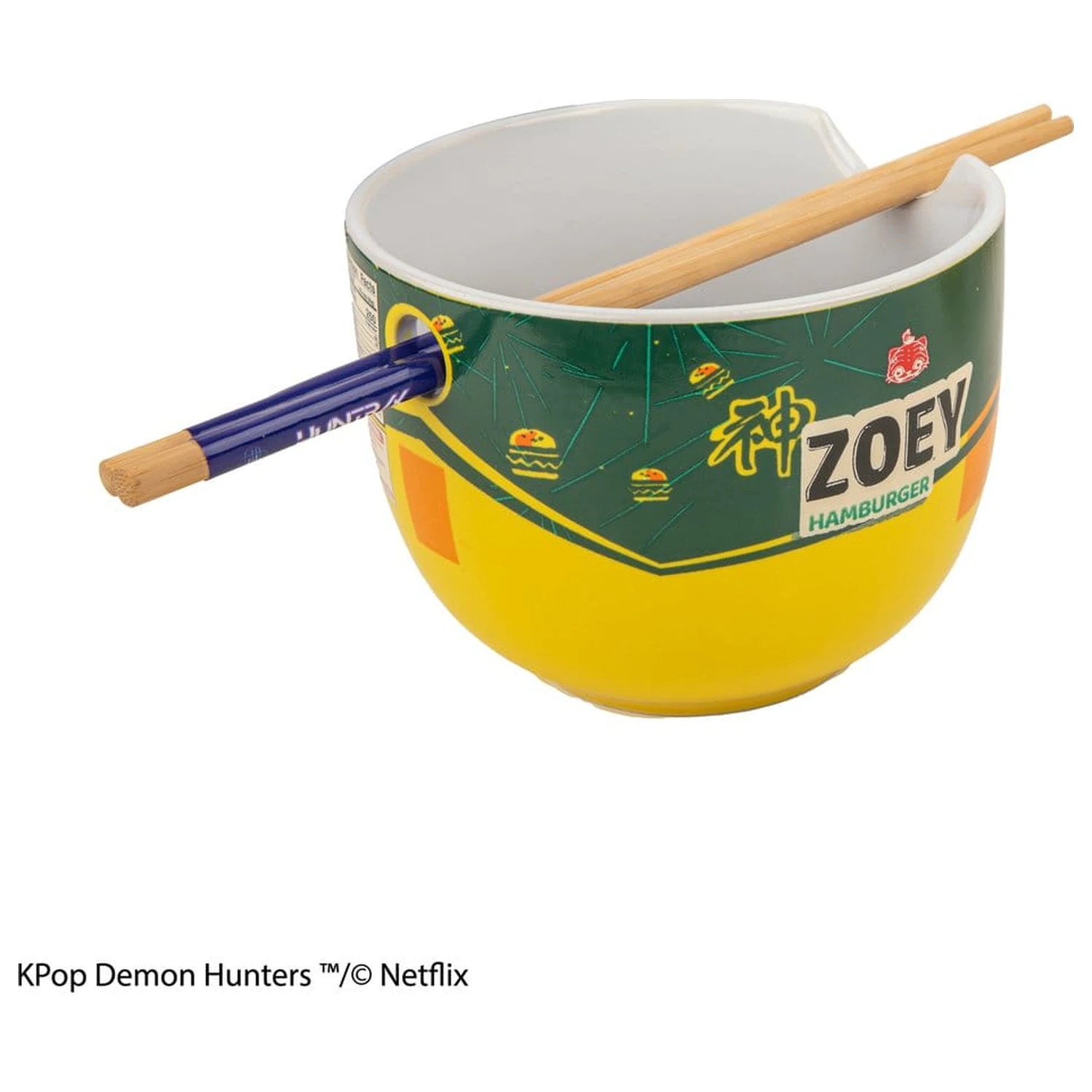 KPop Demon Hunters Ramen Schale mit Essstäbchen Zoey Hamburger Produktfoto