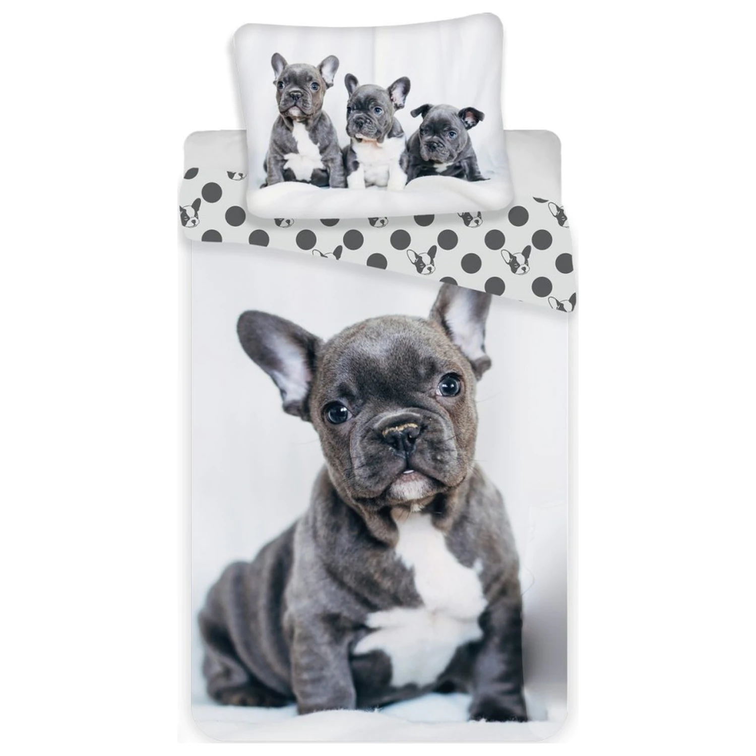 Doggy French Bulldogs Black Bettbezug Produktfoto