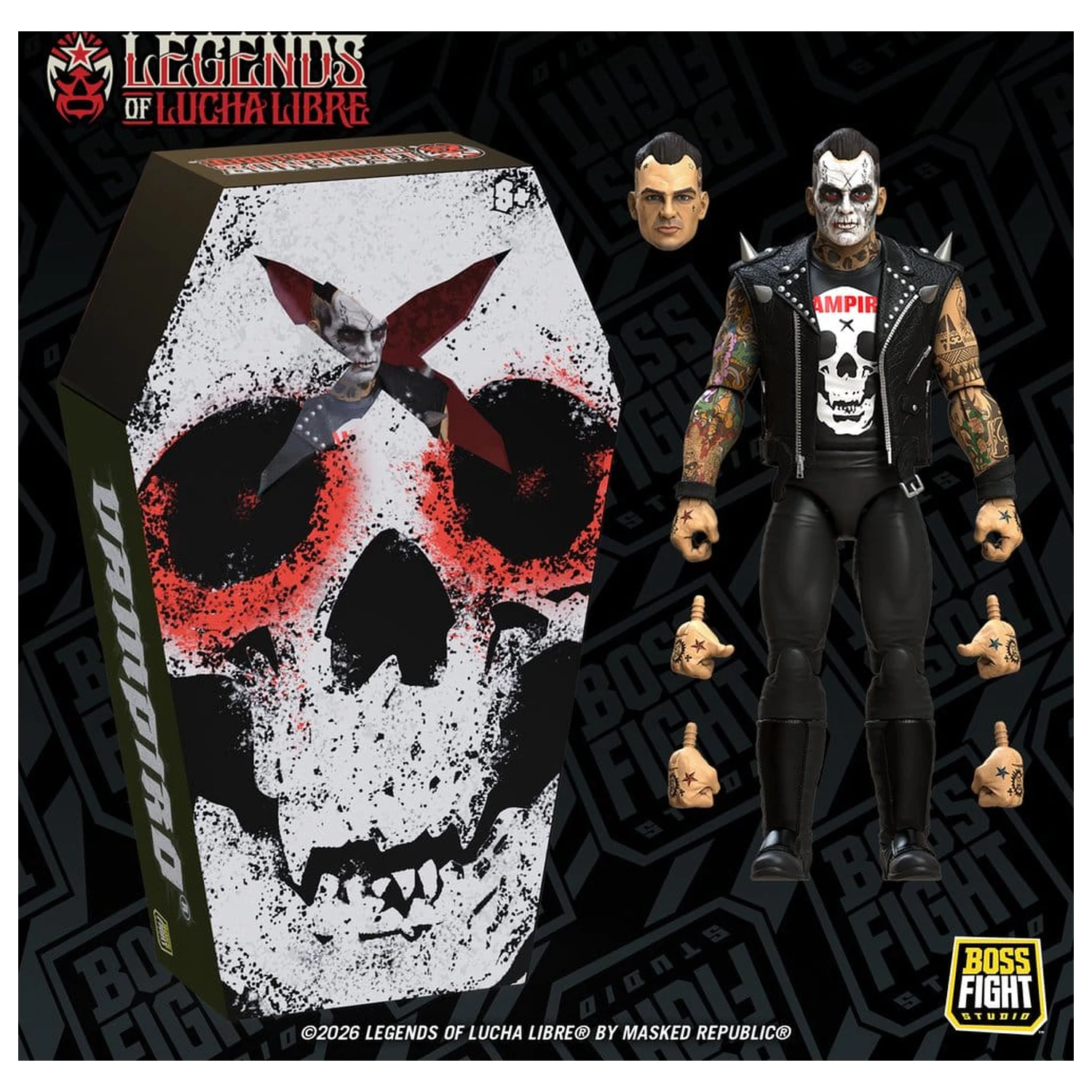 Legends of Lucha Libre Fanaticos Actionfigur Vampiro Coffin Box Resurrected 15 Zentimeter Produktfoto