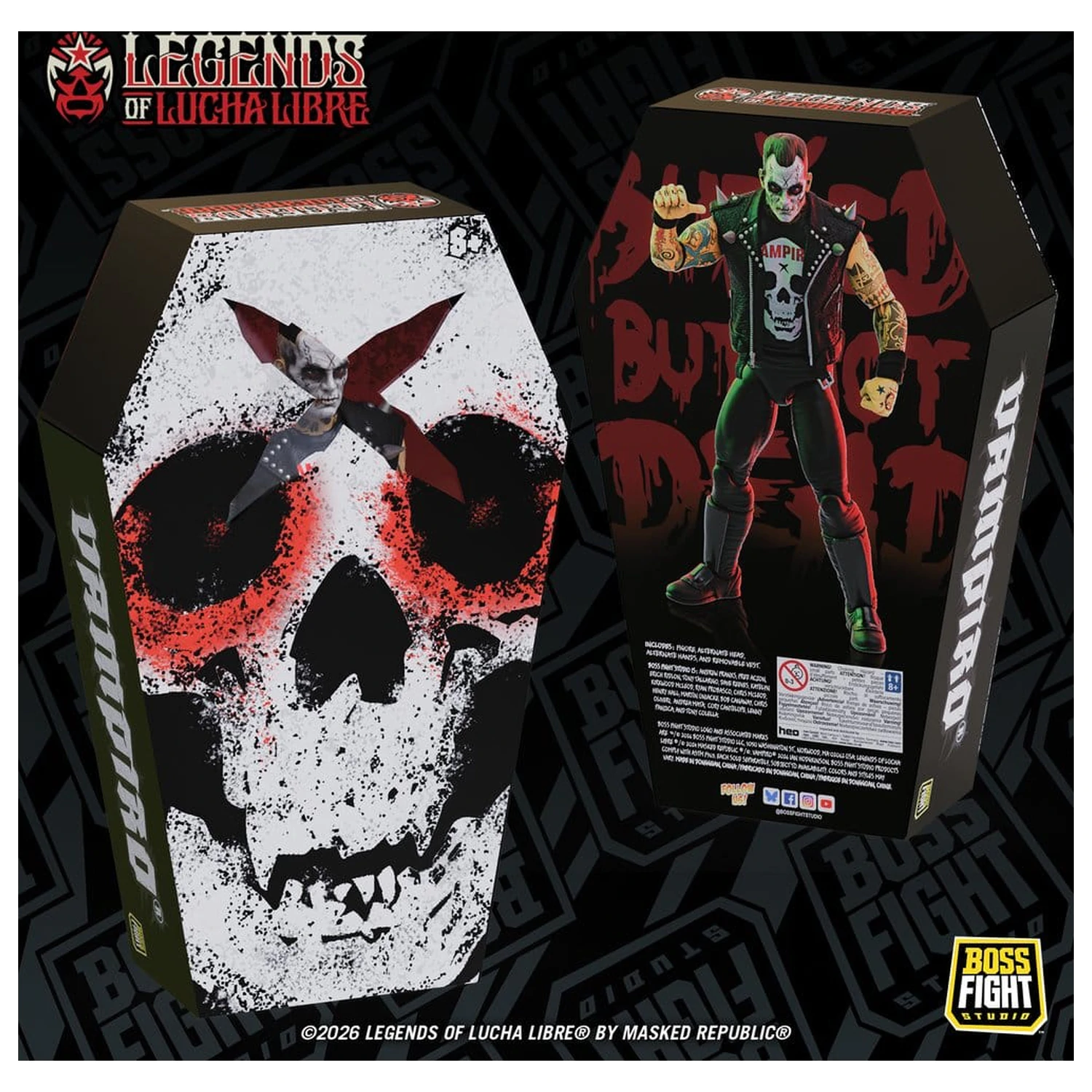 Legends of Lucha Libre Fanaticos Actionfigur Vampiro Coffin Box Resurrected 15 Zentimeter Produktfoto
