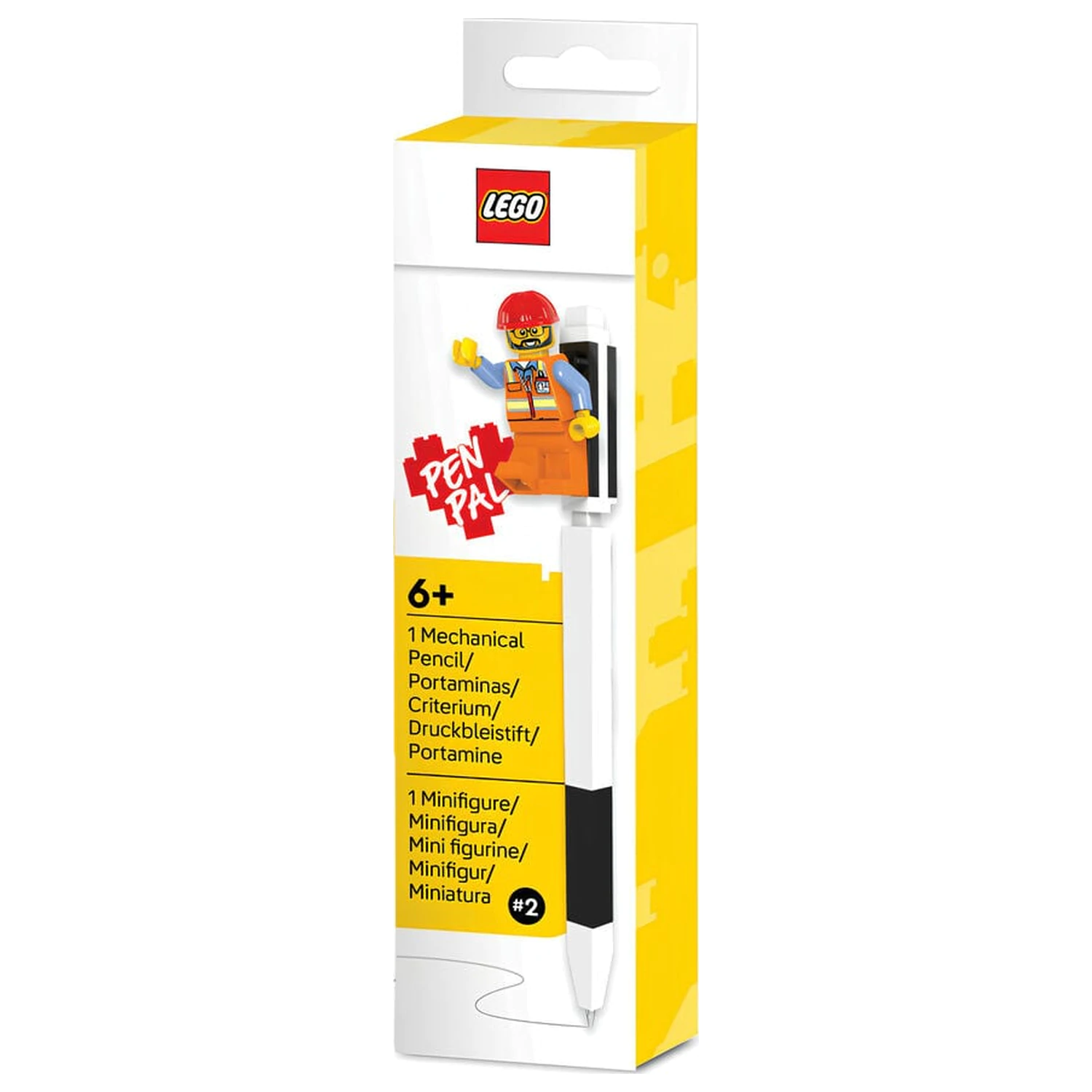 Lego schwarzer Druckbleistift mit Minifigur Produktfoto