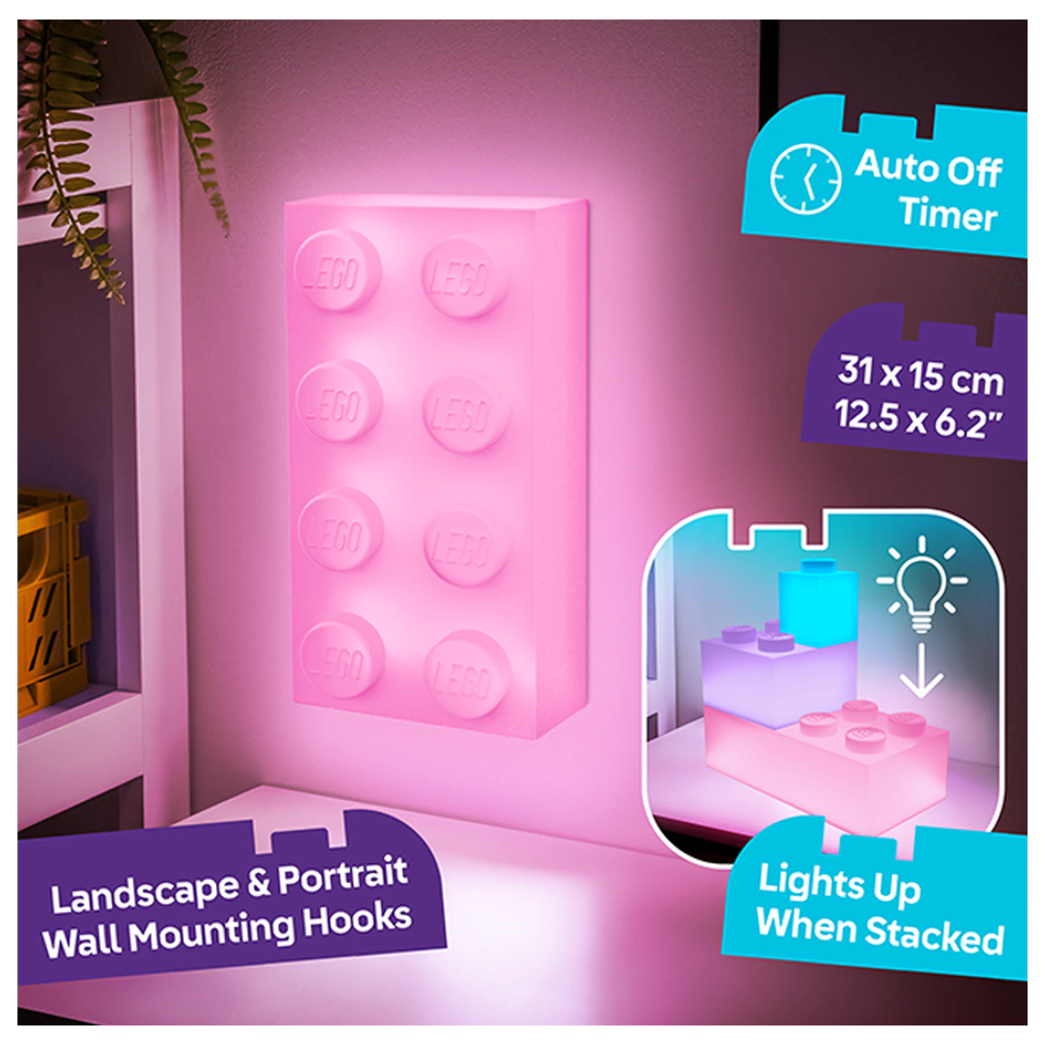LEGO Pink brick 4x2 Stein Light 31x15 cm Produktfoto