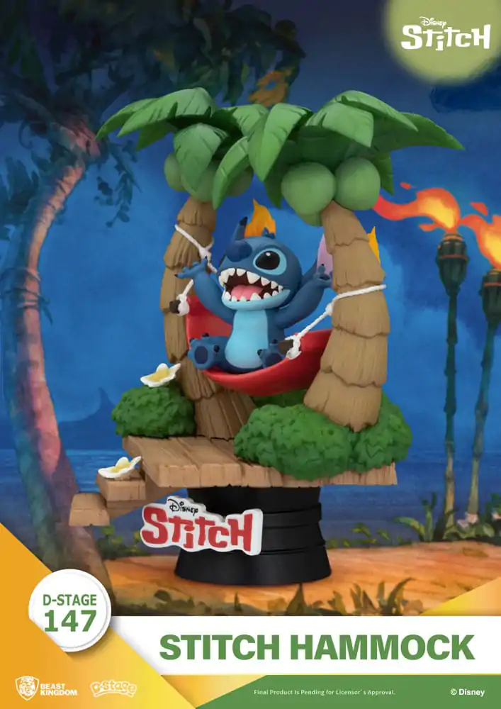 Lilo &amp; Stitch D-Stage PVC Diorama Stitch Hammock 13 cm Produktfoto