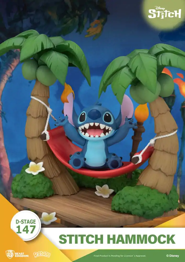 Lilo &amp; Stitch D-Stage PVC Diorama Stitch Hammock 13 cm Produktfoto