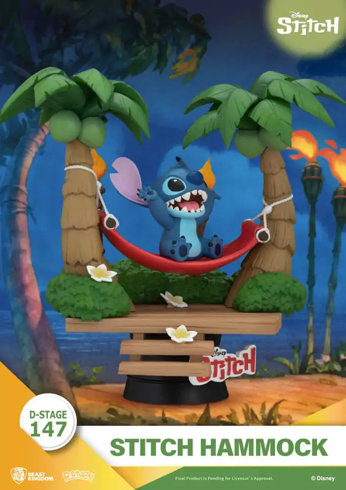 Lilo &amp; Stitch D-Stage PVC Diorama Stitch Hammock 13 cm Produktfoto