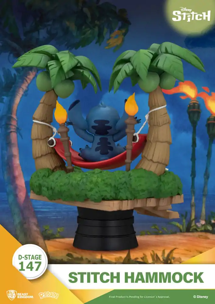 Lilo &amp; Stitch D-Stage PVC Diorama Stitch Hammock 13 cm Produktfoto