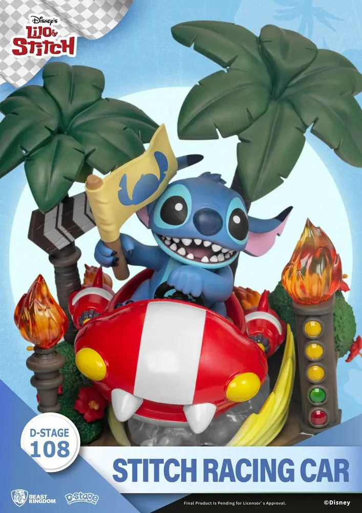 Lilo & Stitch D-Stage PVC Diorama Stitch Racing Car 15 cm Produktfoto