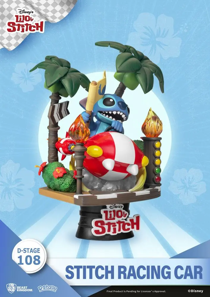 Lilo & Stitch D-Stage PVC Diorama Stitch Racing Car 15 cm Produktfoto