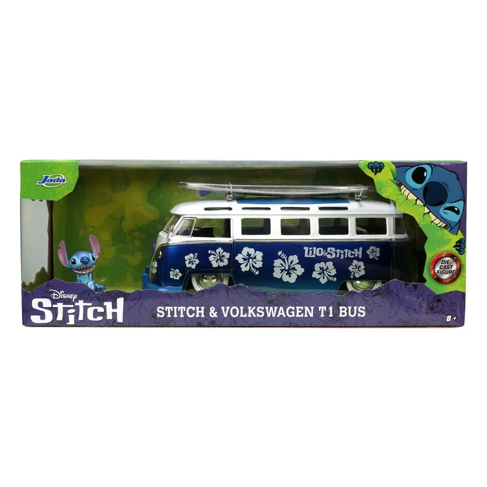 Lilo & Stitch Hollywood Rides Diecast Modell 1/24 1962 VW Bus mit Stitch Figur Produktfoto