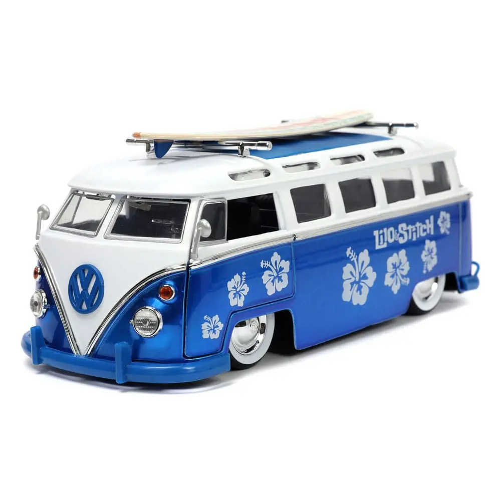 Lilo & Stitch Hollywood Rides Diecast Modell 1/24 1962 VW Bus mit Stitch Figur Produktfoto
