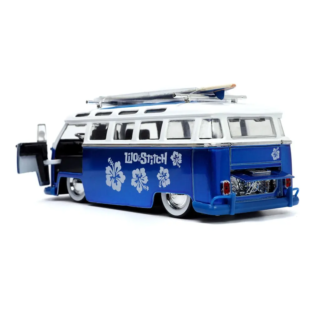 Lilo & Stitch Hollywood Rides Diecast Modell 1/24 1962 VW Bus mit Stitch Figur Produktfoto
