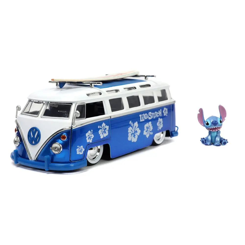 Lilo & Stitch Hollywood Rides Diecast Modell 1/24 1962 VW Bus mit Stitch Figur Produktfoto
