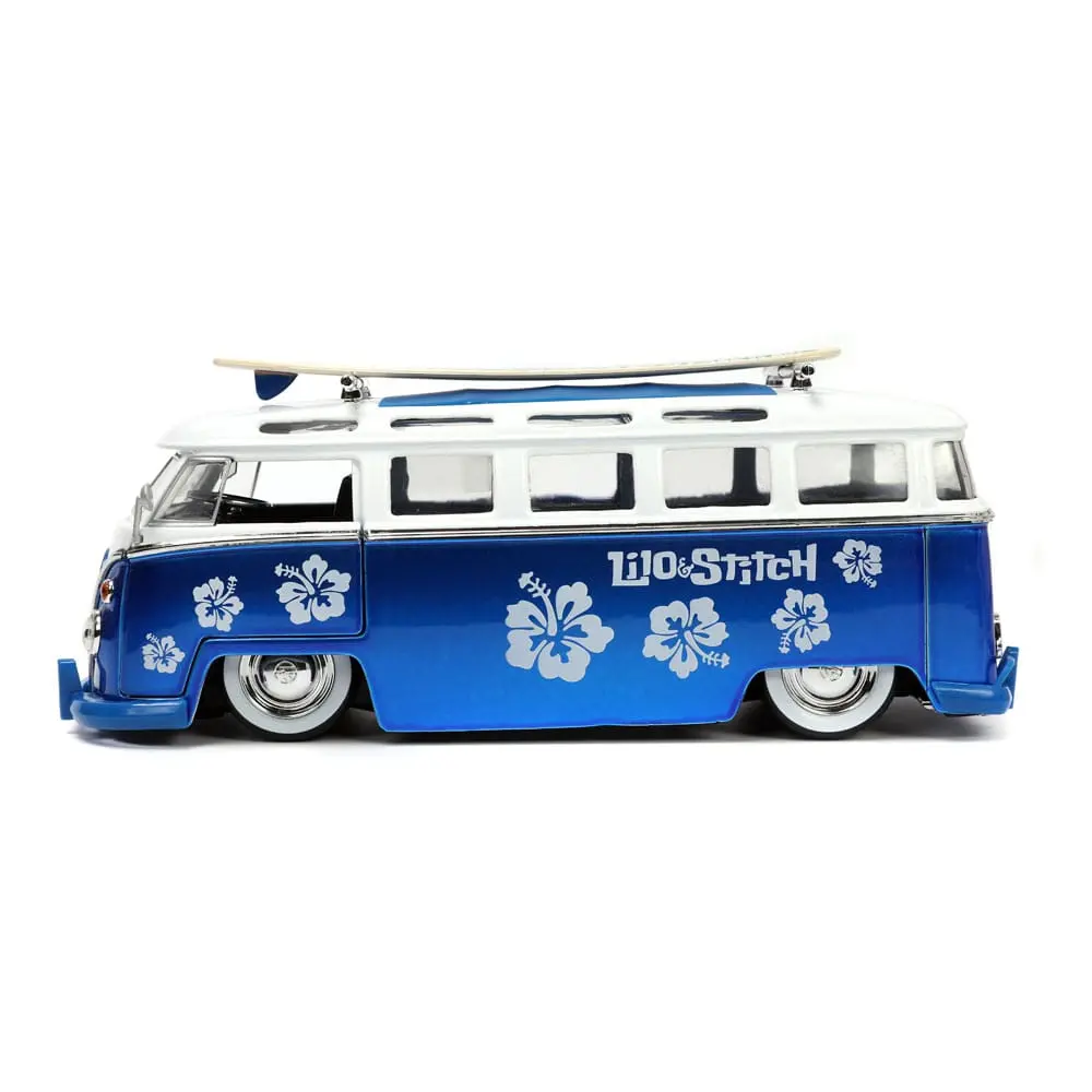 Lilo & Stitch Hollywood Rides Diecast Modell 1/24 1962 VW Bus mit Stitch Figur Produktfoto