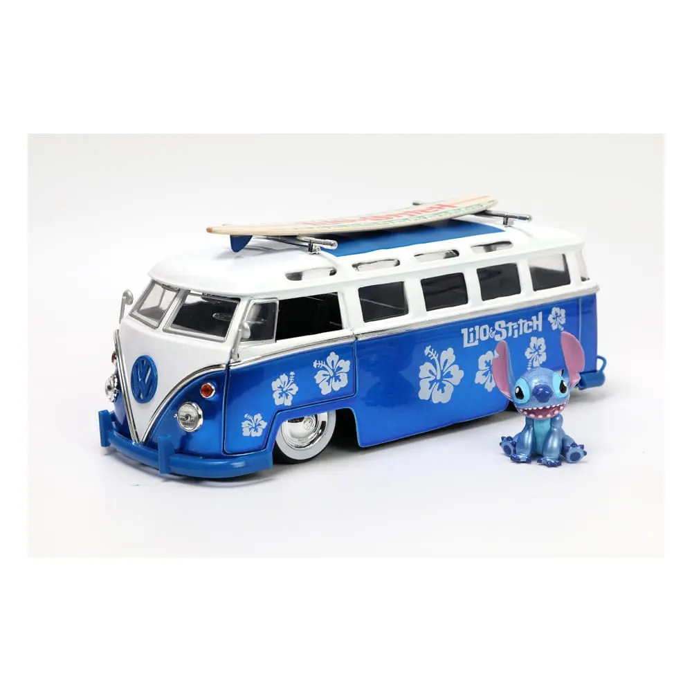 Lilo & Stitch Hollywood Rides Diecast Modell 1/24 1962 VW Bus mit Stitch Figur Produktfoto