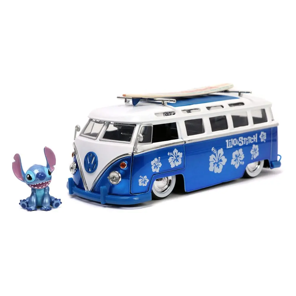 Lilo & Stitch Hollywood Rides Diecast Modell 1/24 1962 VW Bus mit Stitch Figur Produktfoto