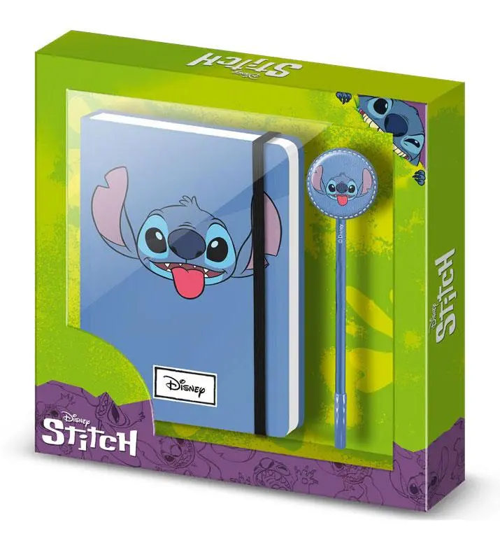 Lilo & Stitch Notizbuch mit Kugelschreiber Geschenk-Set Stitch Face Produktfoto