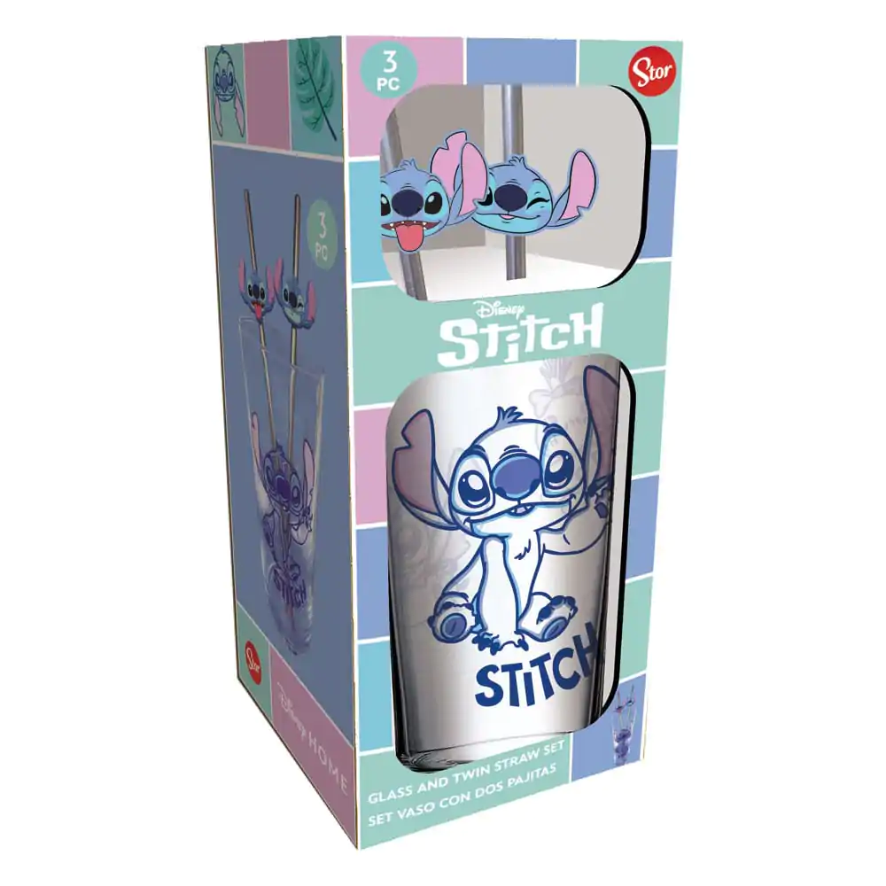 Lilo & Stitch Glasbecher mit Trinkhalmen Stitch 485 ml Produktfoto