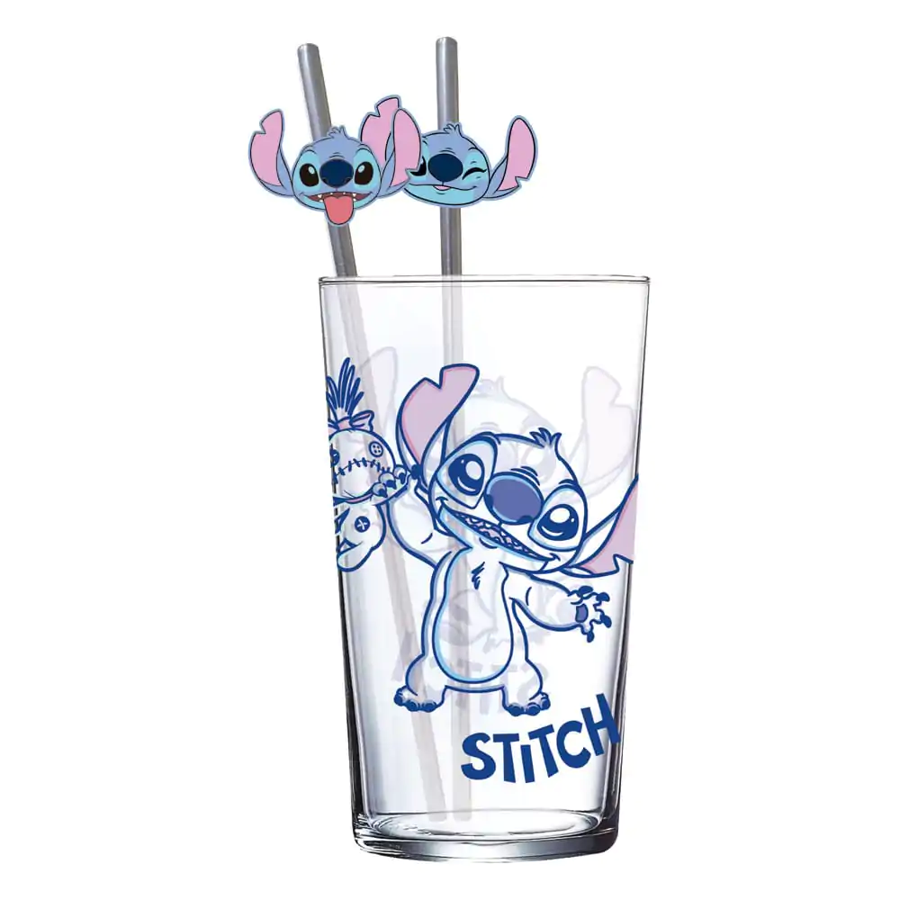 Lilo & Stitch Glasbecher mit Trinkhalmen Stitch 485 ml Produktfoto