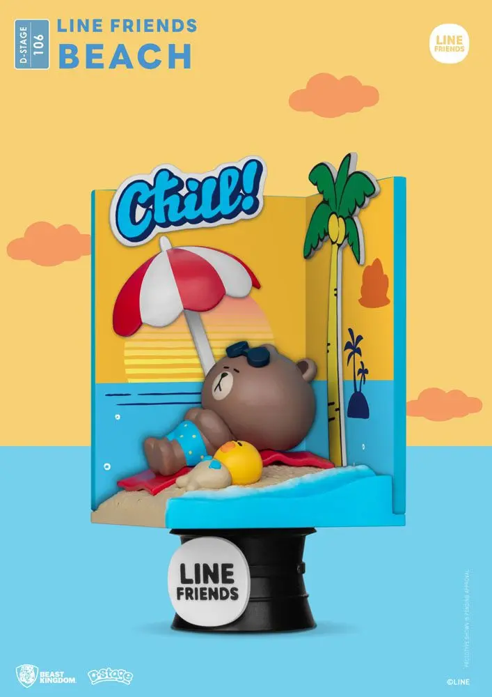 Line Friends D-Stage PVC Diorama Beach Closed Box Version 16 cm Produktfoto
