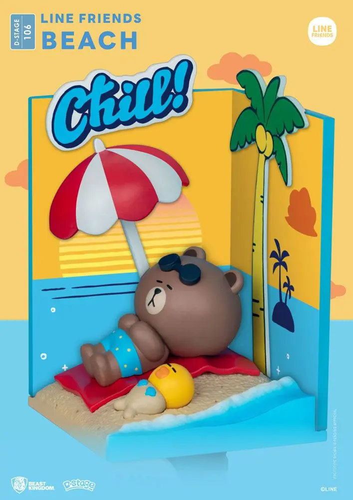 Line Friends D-Stage PVC Diorama Beach Closed Box Version 16 cm Produktfoto