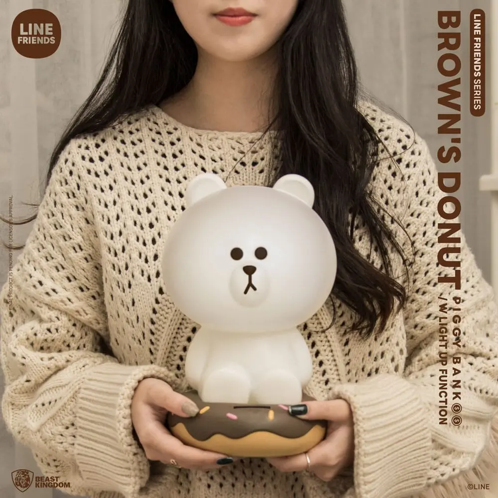 Line Friends Series Spardose mit Lichtfunktion Brown's Donut 25 cm Produktfoto